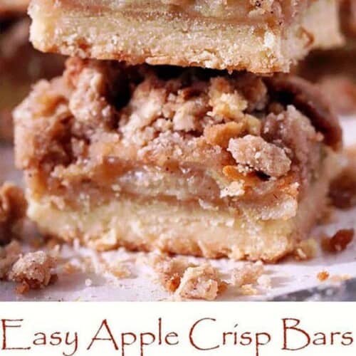 easy apple crisp bars in a stack