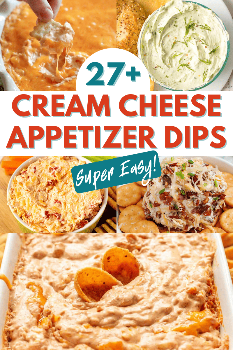 cream cheese appetizer dip recipes collage image.