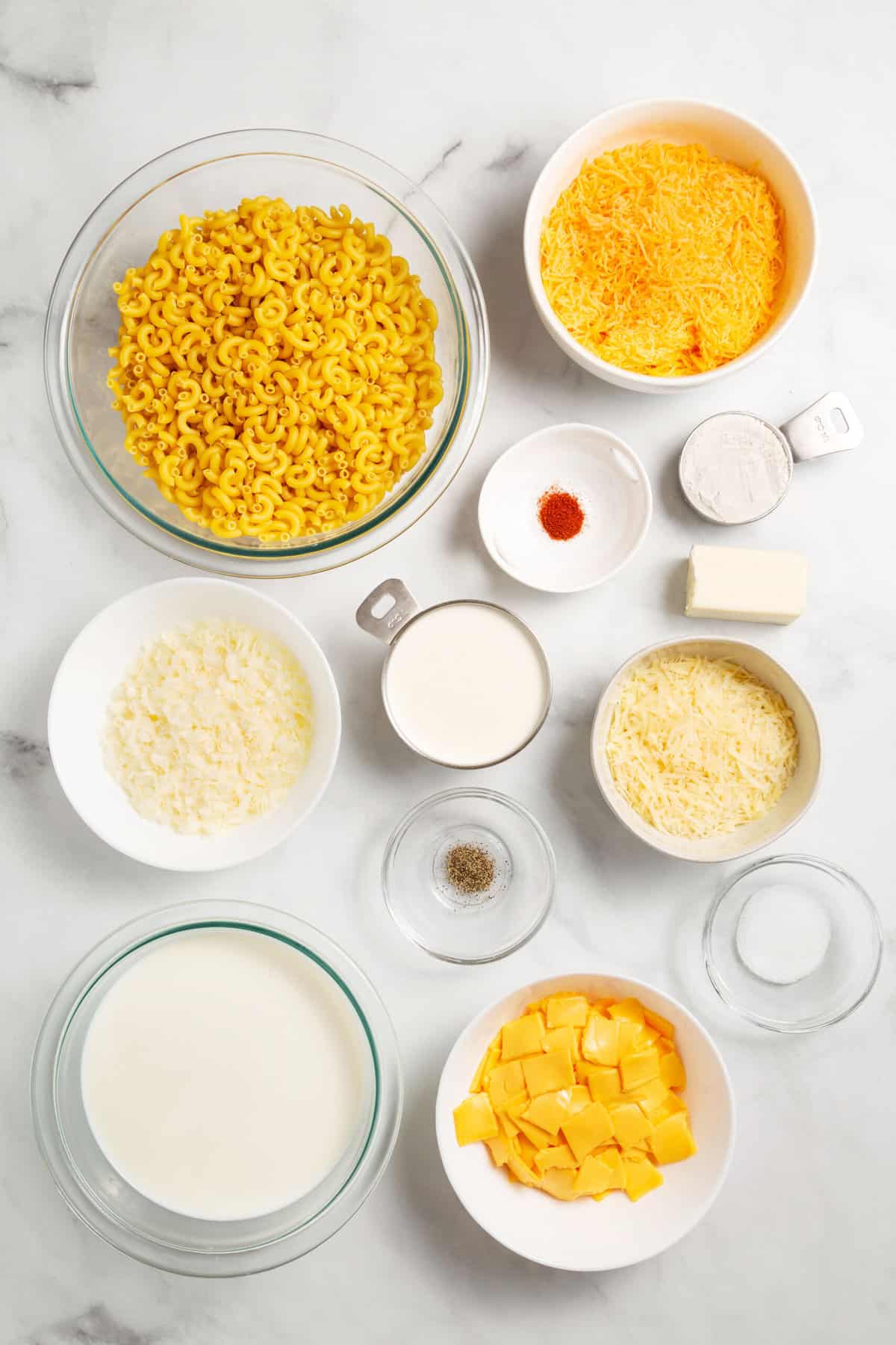 ingredients to make chic-fil-a copycat mac and cheese recipe. 