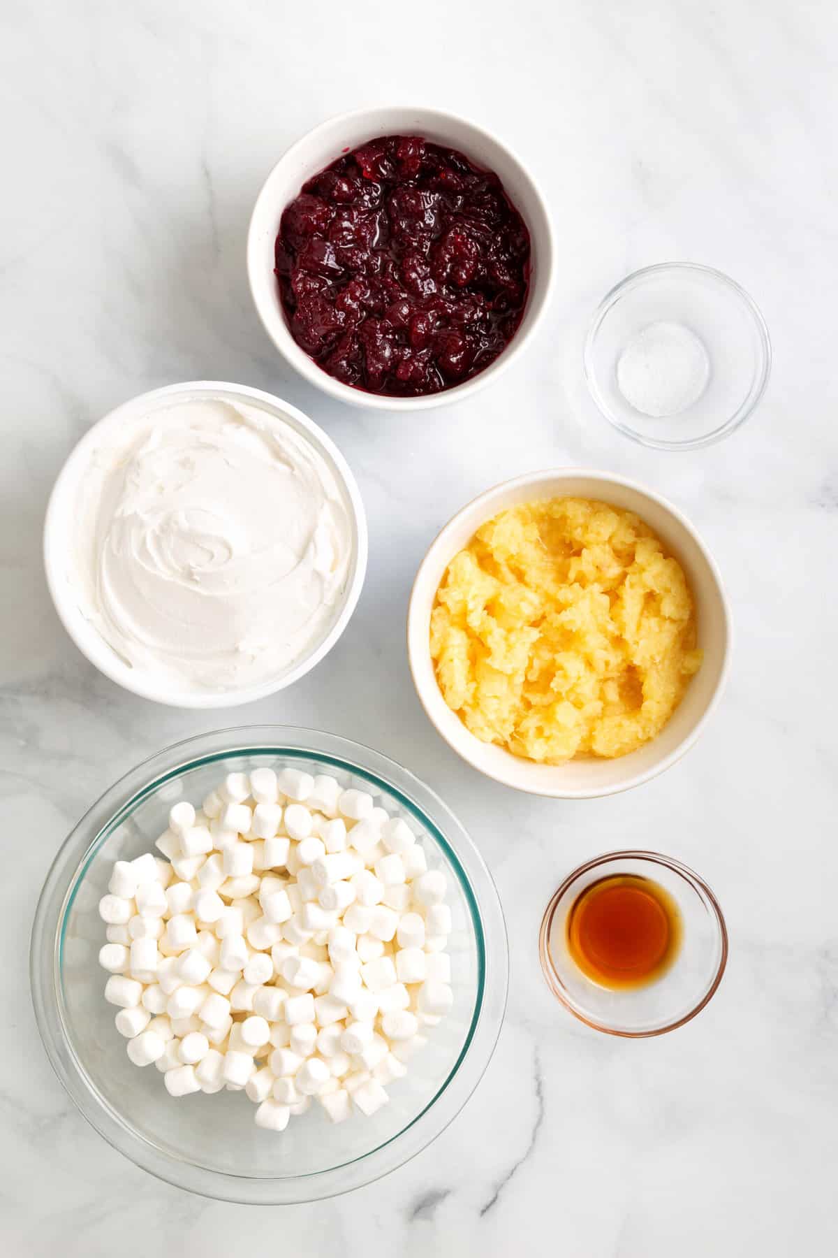 ingredients to make cranberry fluff.