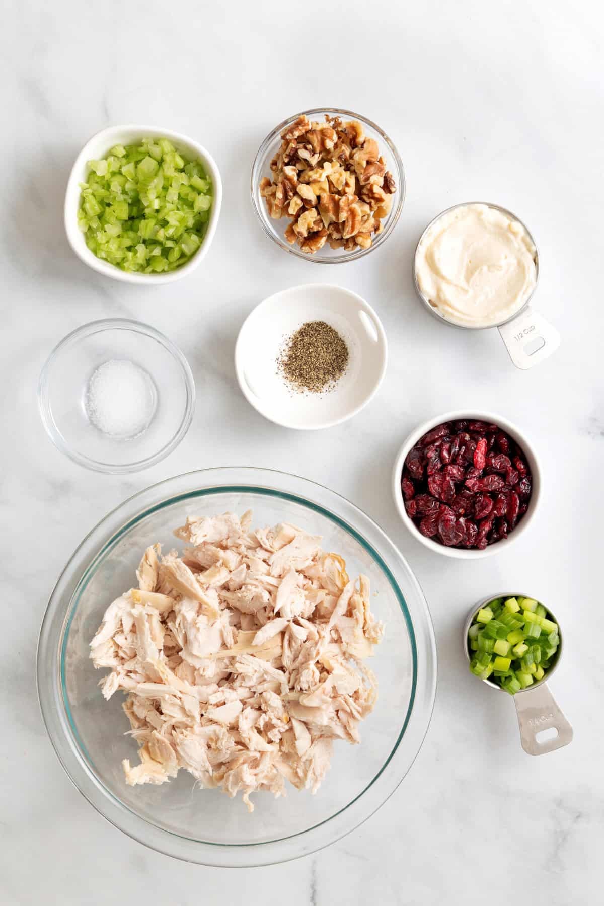 ingredients to make cranberry chicken salad. 