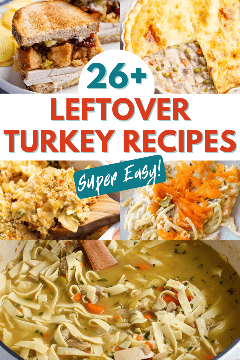 Leftover turkey recipes collage. 