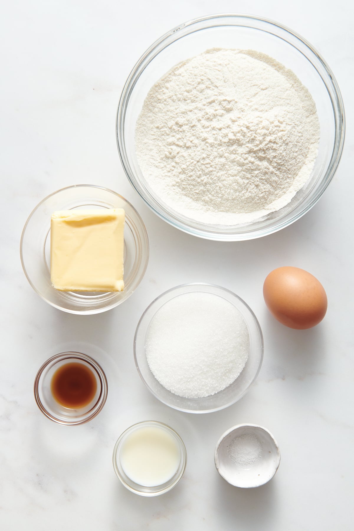 ingredients to make christmas butter cookies. 