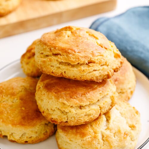 A plate of sour cream biscuits.