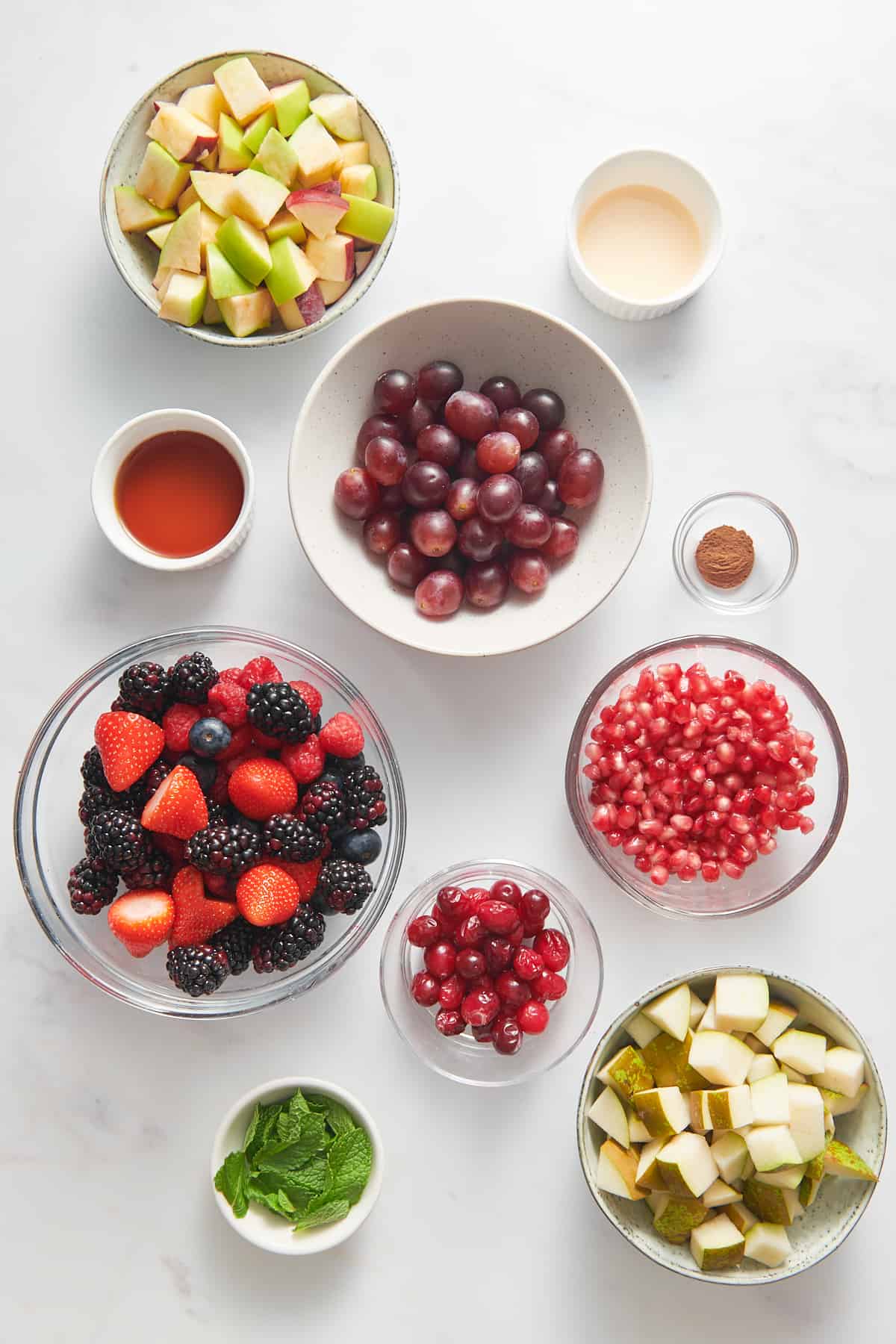 ingredients to make christmas fruit salad. 