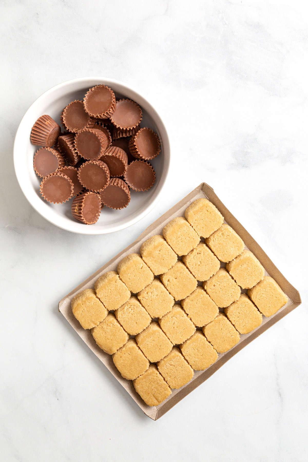 ingredients to make peanut butter cookie cups.