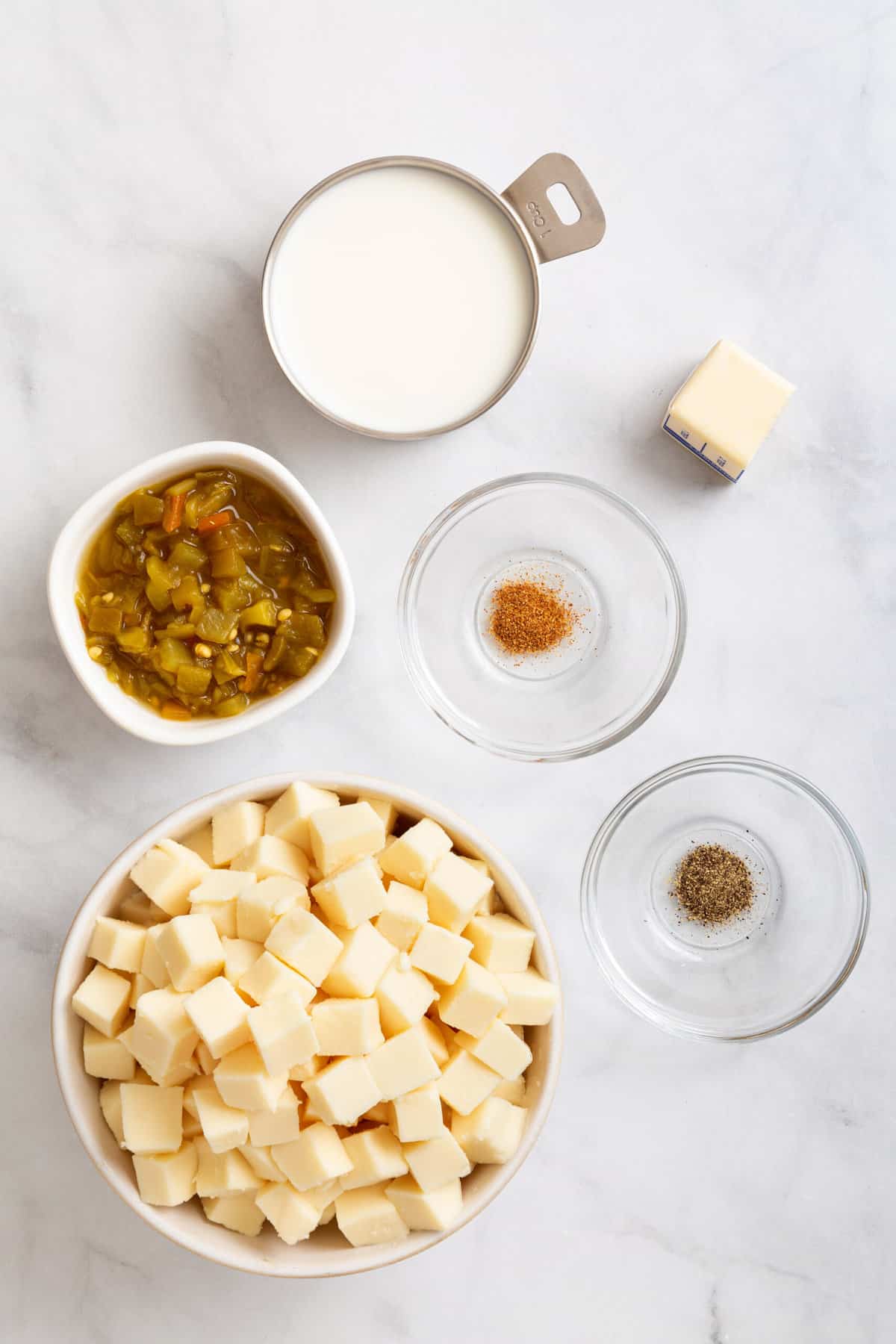 ingredients to make velvetta queso blanco. 