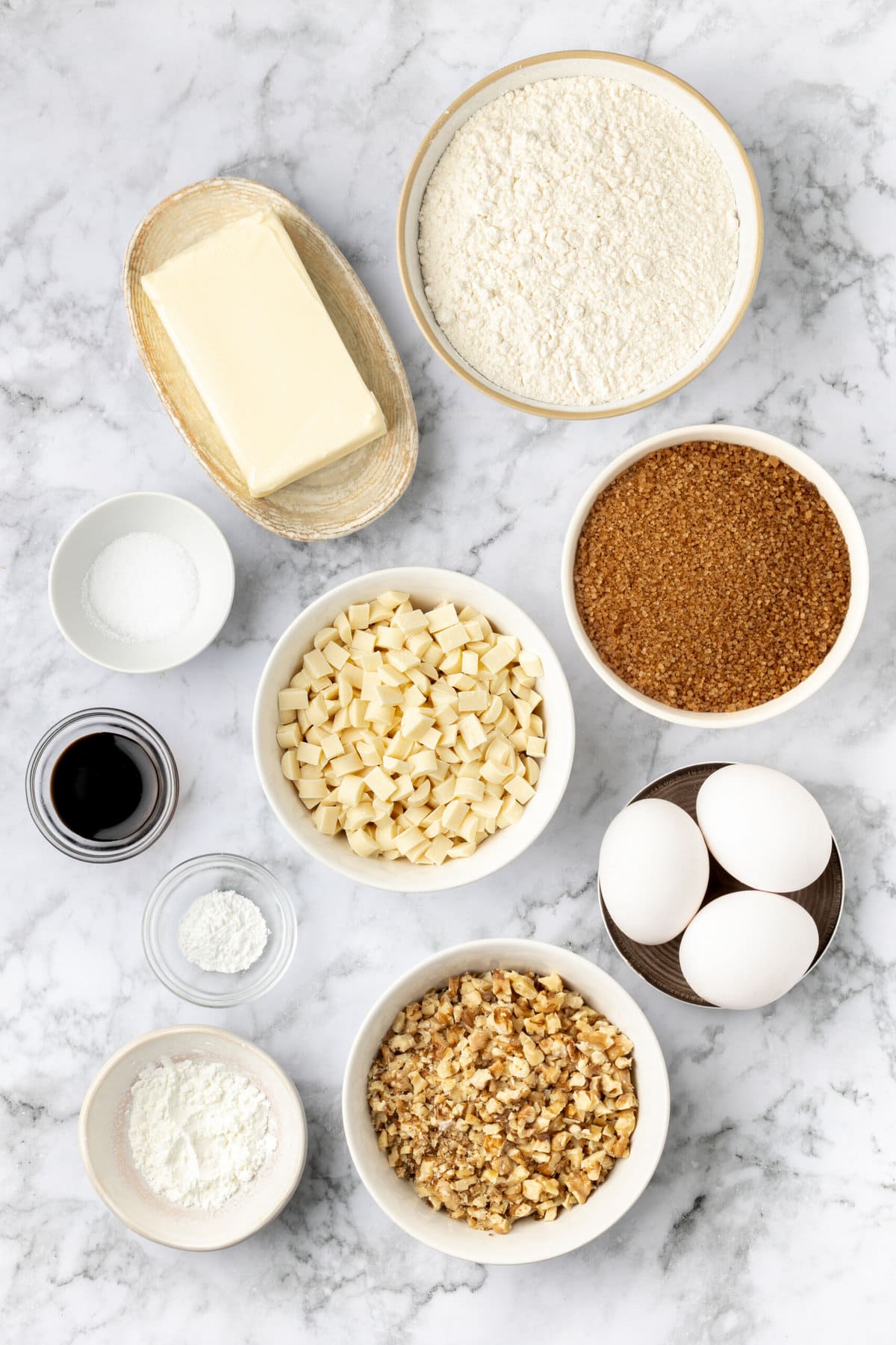 ingredients to make blonde brownies. 