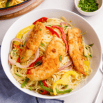 A bowl of copycat Olive Garden chicken scampi.