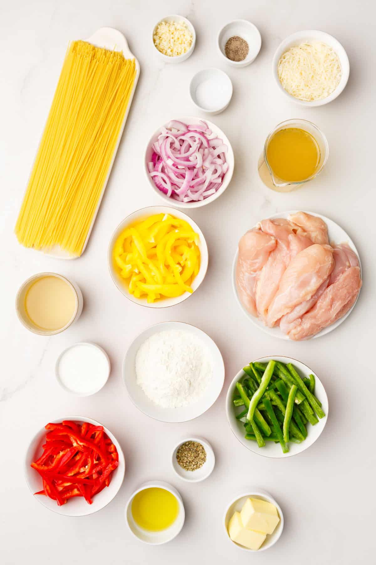 ingredients to make olive garden chicken scampi. 