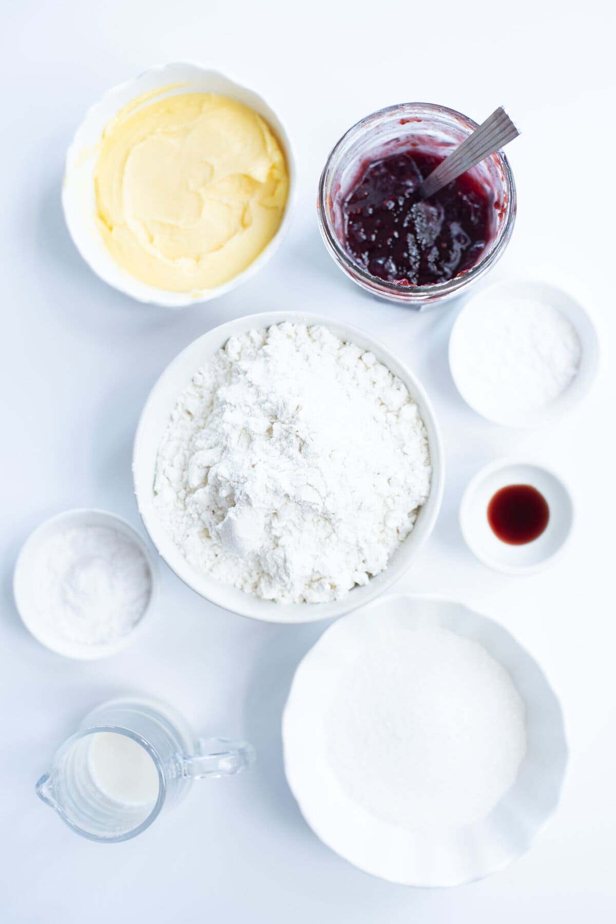 ingredients to make valentine's day cookies. 