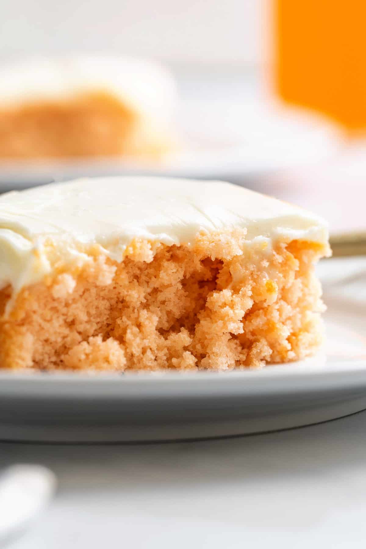 close up image of a serving of soda cake sitting on a plate. 