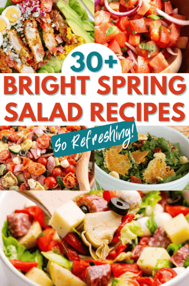 30+ bright spring salad recipes collage.