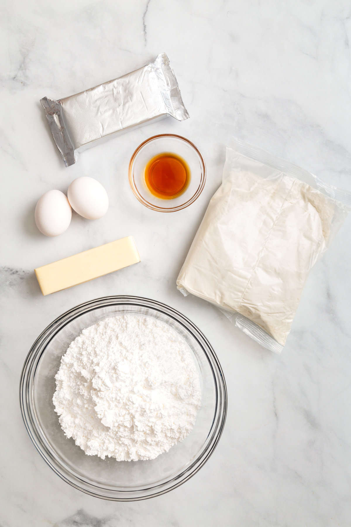 ingredients to make cream cheese bars. 