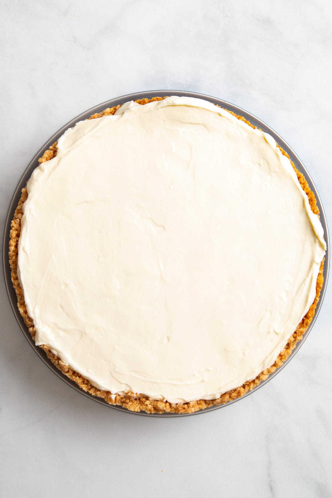 top down image of Philadelphia No Bake Cheesecake.