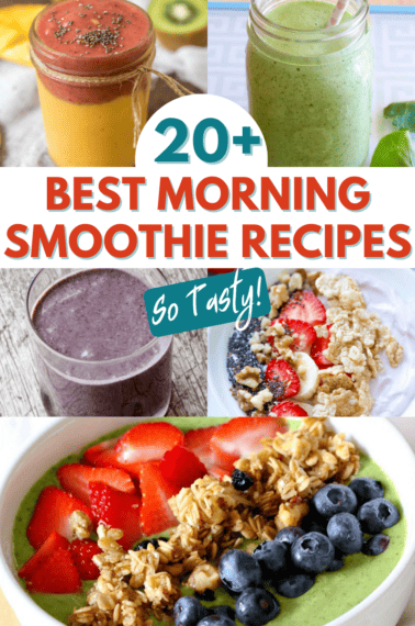 A collage of smoothie recipes.