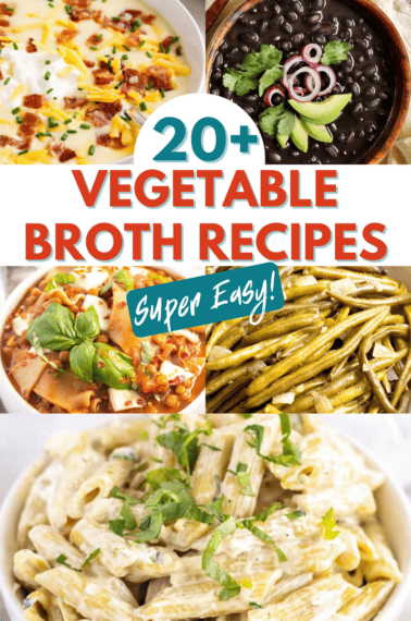 20+ vegetable broth recipes collage.