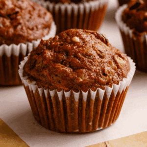 A morning glory muffin in a paper liner.