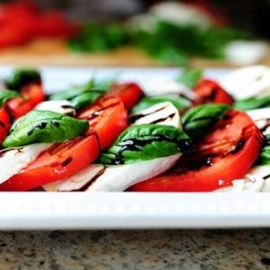 caprese salad on a white plate