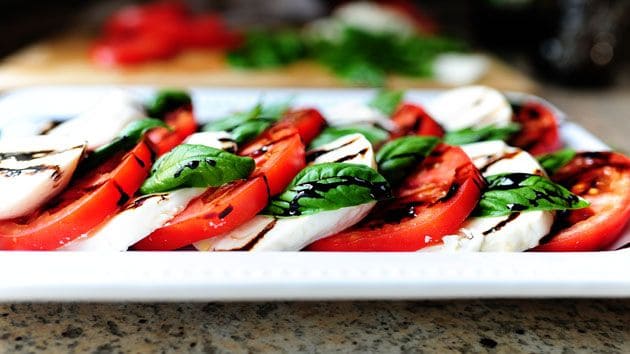 caprese salad on a white plate