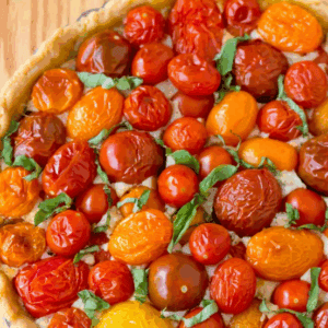 cherry tomato tart with basil