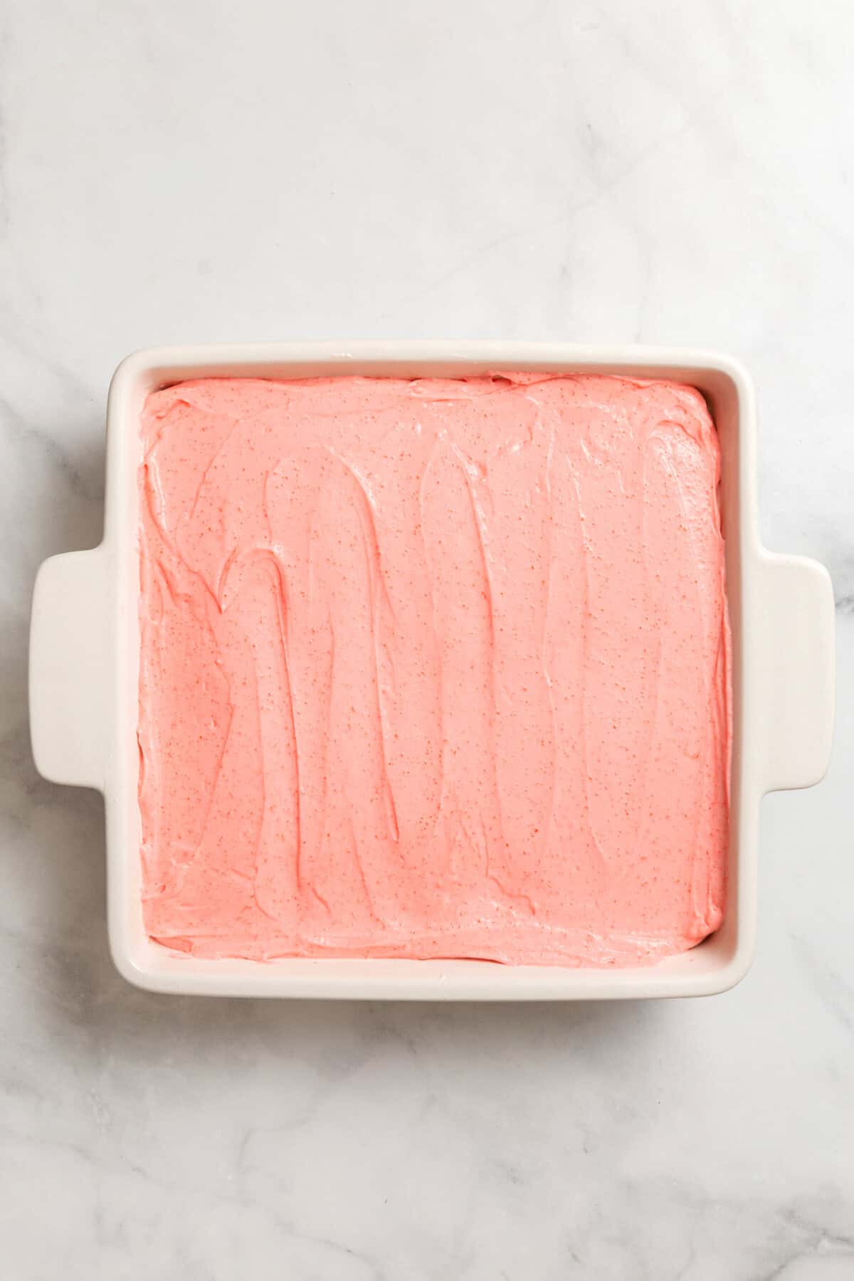 Creamy strawberry layer for strawberry delight.