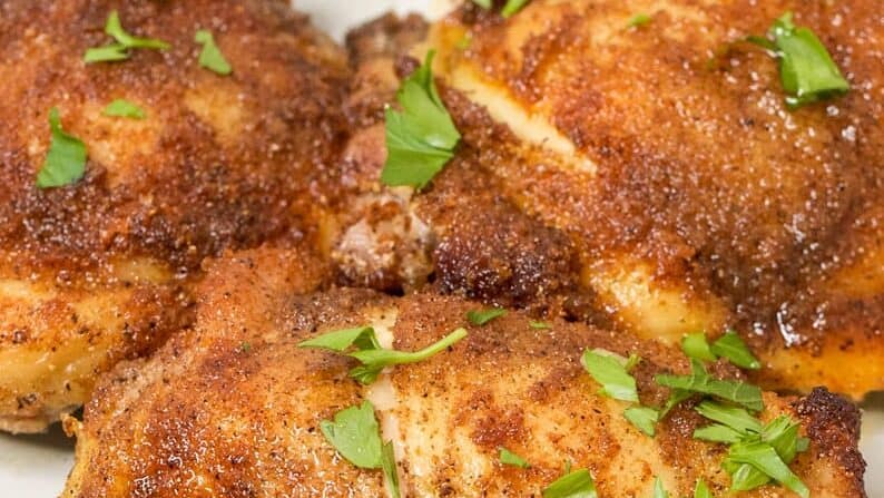 Baked chicken thighs. 