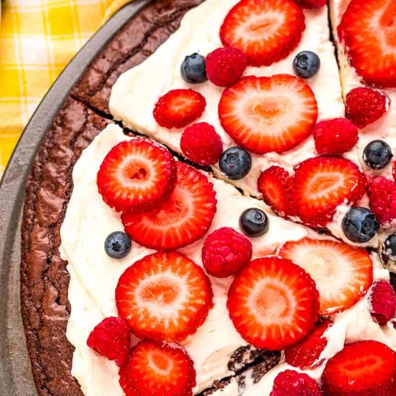 Brownie fruit pizza. 
