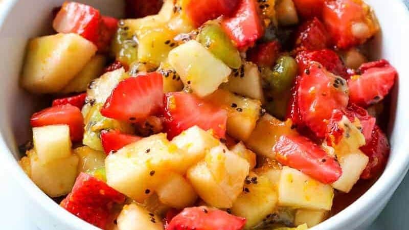 A bowl of fruit salsa. 