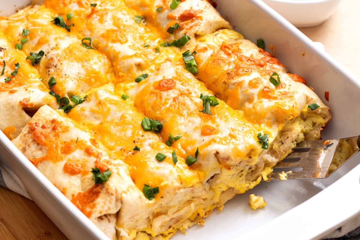 Breakfast Burrito Casserole with cheese