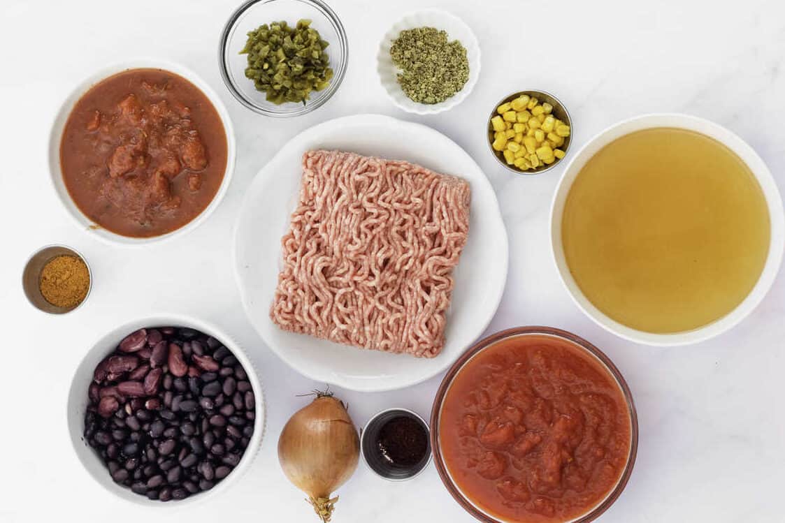 ingredients for slow cooker taco soup.