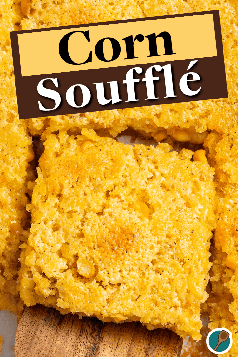 photo of corn souffle with a title.