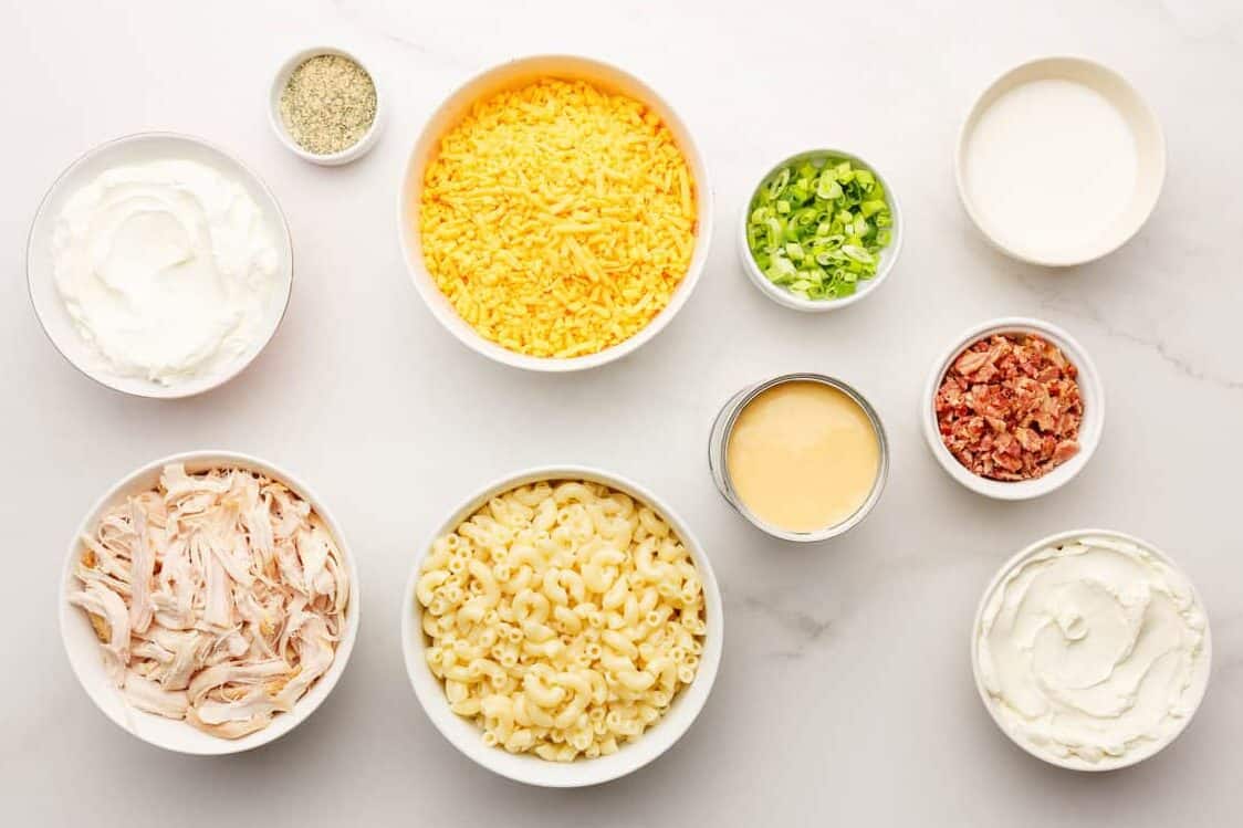 Ingredients needed to make crack chicken casserole. 