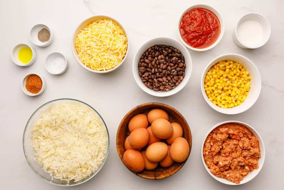 Mexican Breakfast Casserole Ingredients for Mexican Breakfast Casserole.