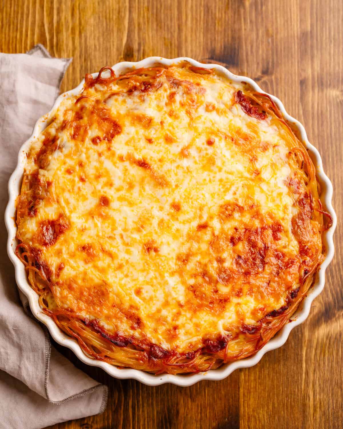 baked spaghetti pie.