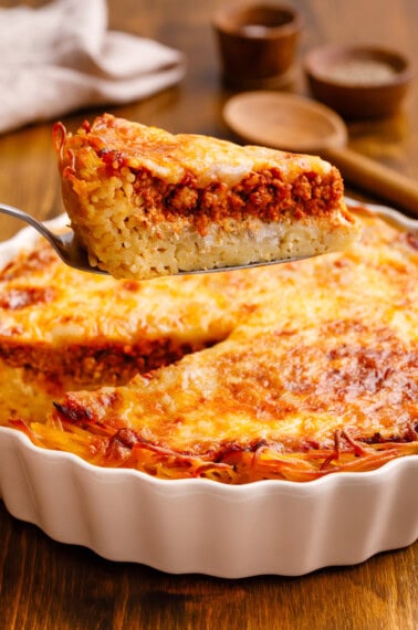 slice of spaghetti pie.