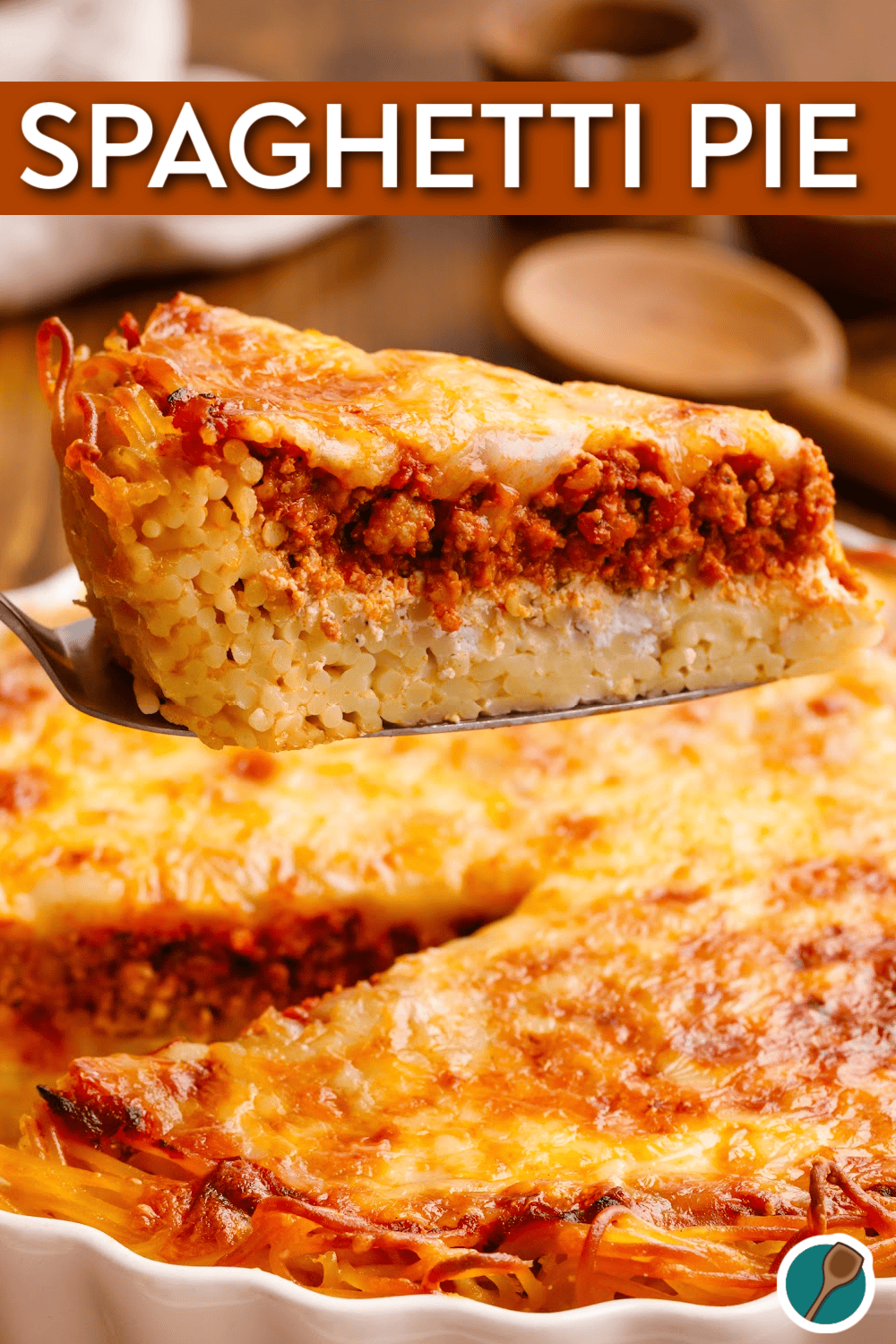 spaghetti pie slice.