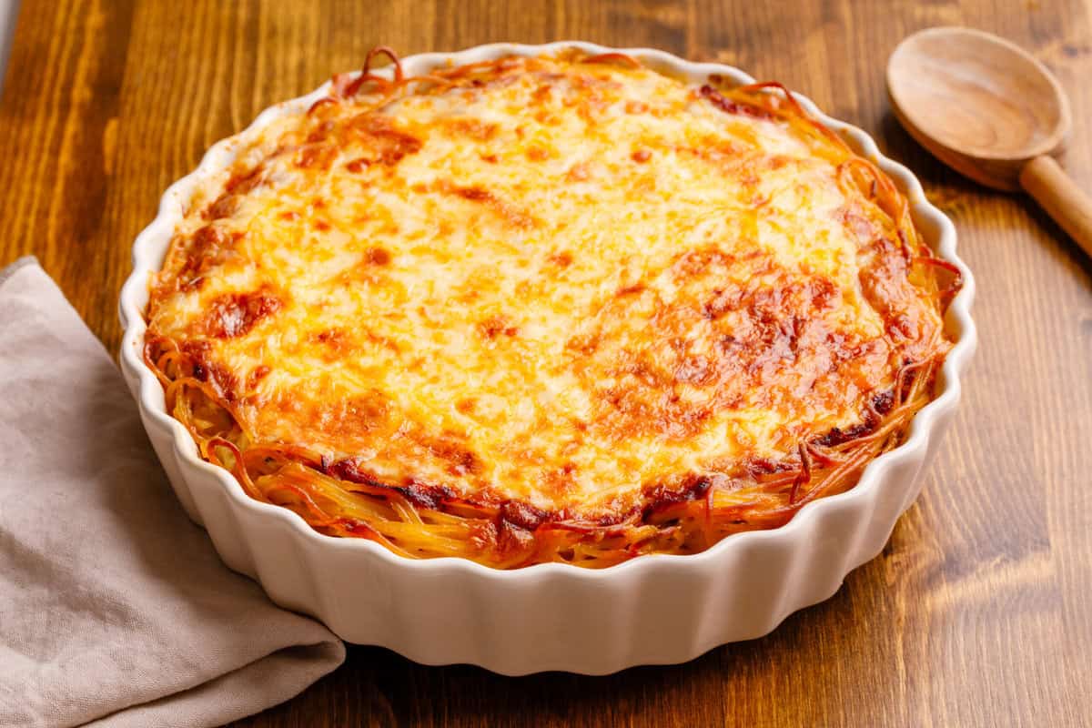 finished spaghetti pie recipe.