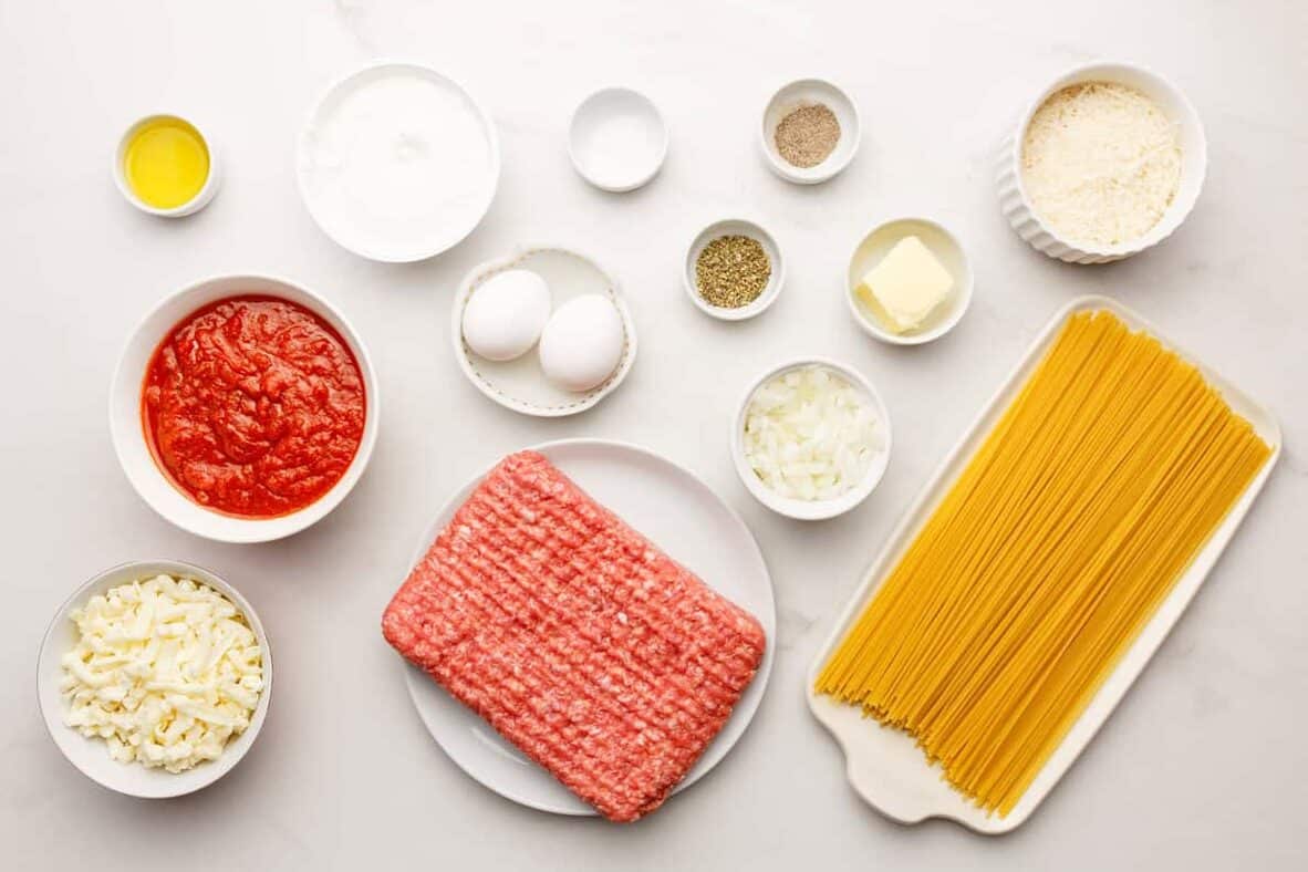 spaghetti pie ingredients.