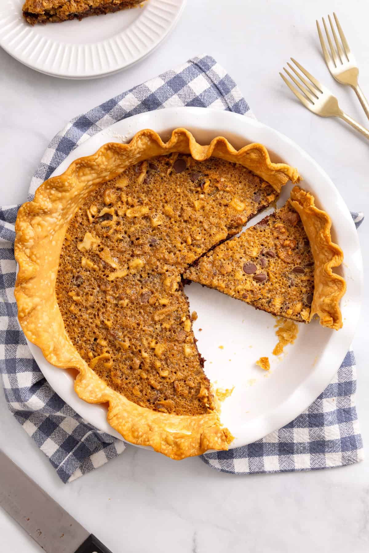 Kentucky derby pie with chocolate chips. 
