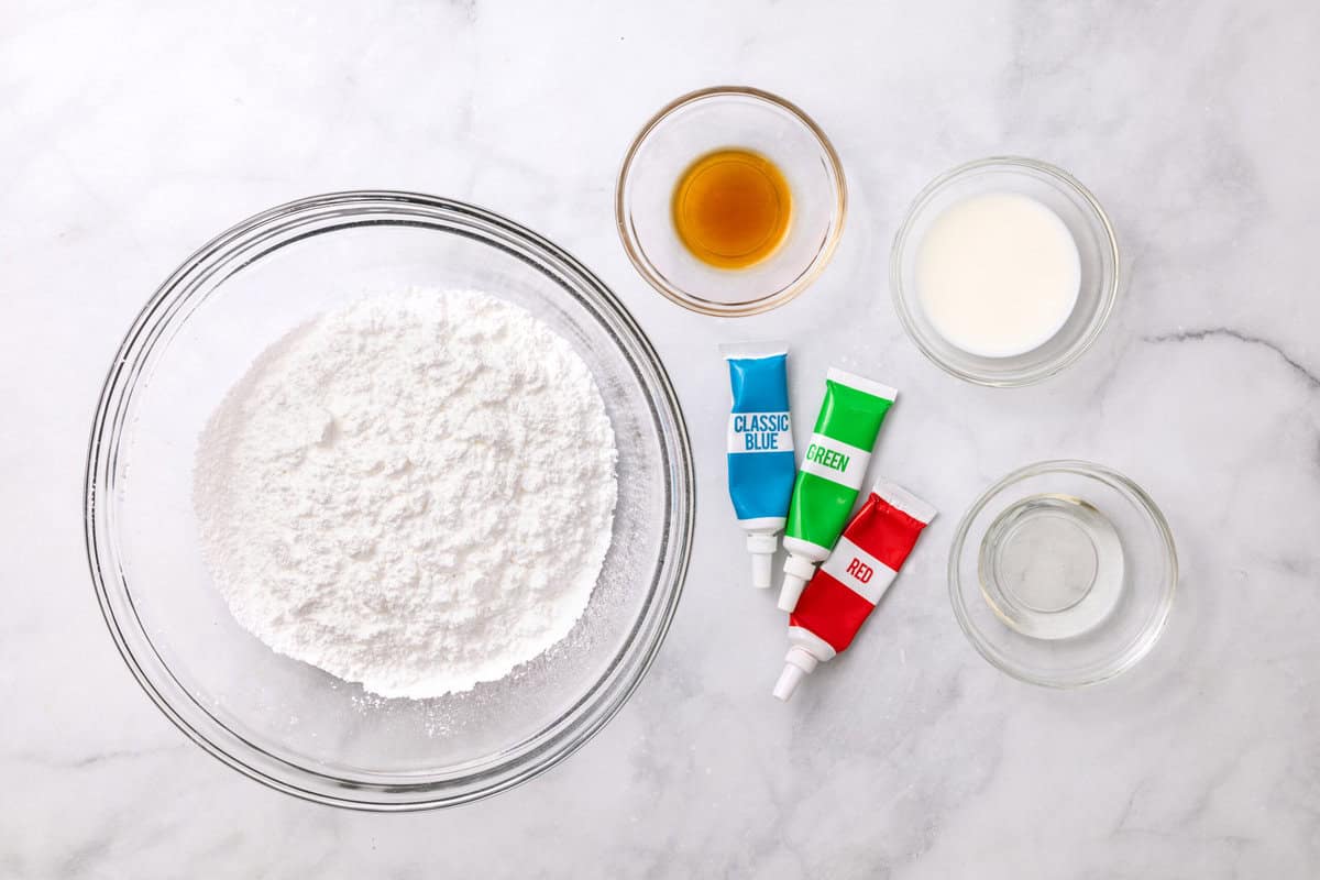 Ingredients needed for sugar cookie icing. 