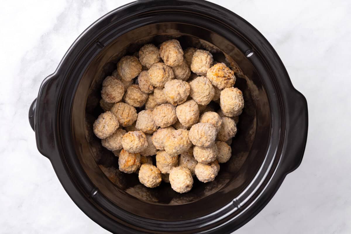 frozen meatballs in a slow cooker. 