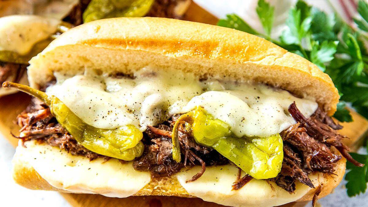 close up of slow cooker mississippi roast recipe