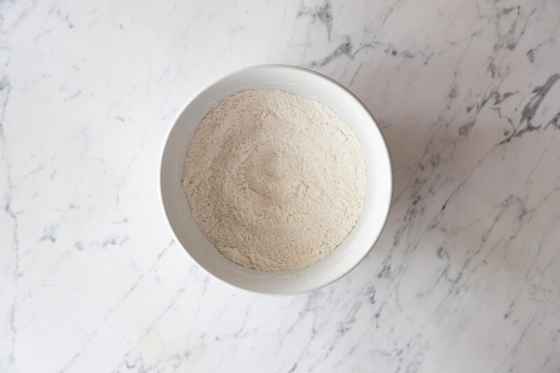 Dry ingredients for pancakes in bowl