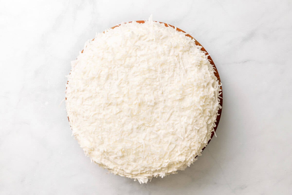 Frosted lemon coconut cake.