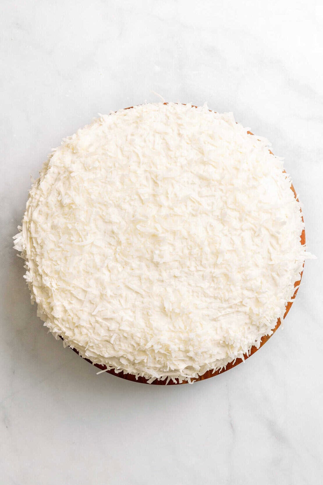 assembled lemon coconut cake. 