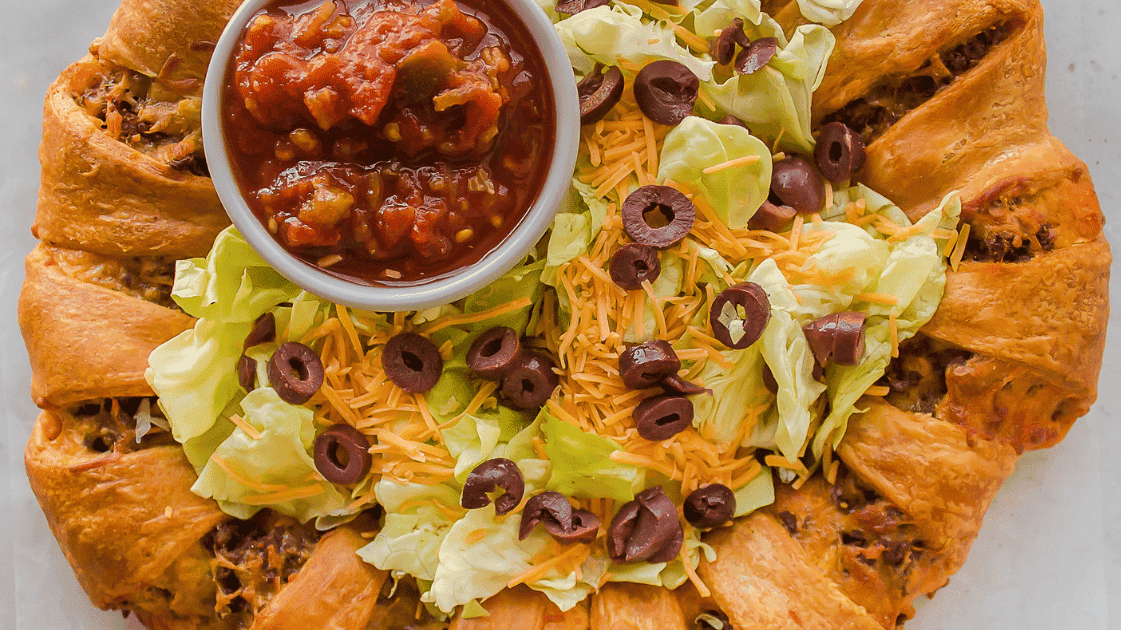 taco ring with salsa on the side