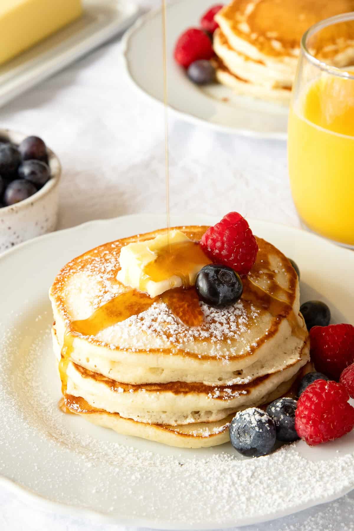 pancakes on a white plate