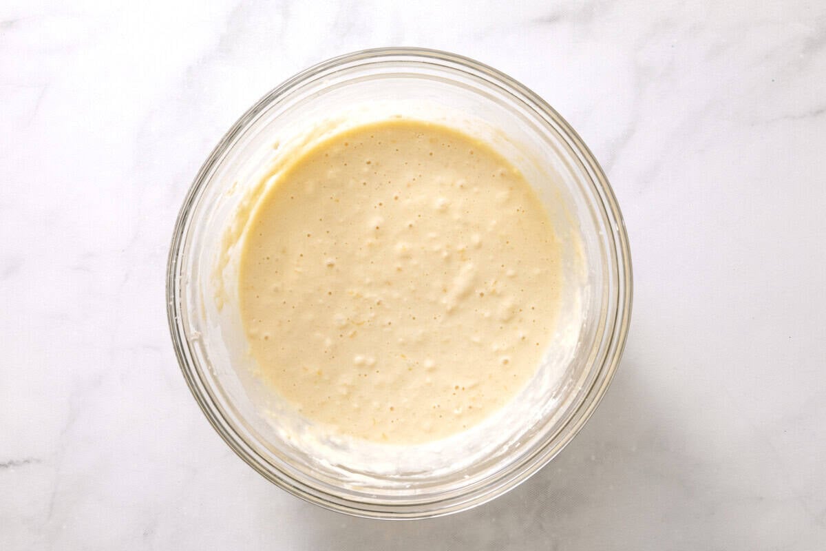 Pancake batter in bowl.
