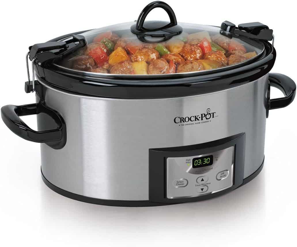 Crockpot with food inside